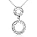 0.65cttw Double drop circle of love charm set with baguettes and one bezel round diamonds in a slider 18K white gold.