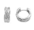 Sterling Silver CZ Huggie Earrings, Size: 16mm x 2.11mm