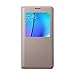 Galaxy Note 5 Case, Tenworld Luxury [Window Flip] Faux Leather Case Cover (Gold)