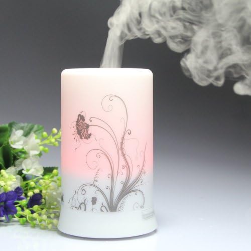 Nascco 100ml Dandelion Aroma Atomizer Air Humidifier LED Changing Ultrasonic Purifier Diffuser (White with Dandelion Pattern)
