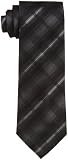 Calvin Klein Men's Velloutine Plaid Tie,Black,One Size