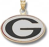Georgia Bulldogs Solid 10K Gold ''G'' 5/8'' Enamel Pendant