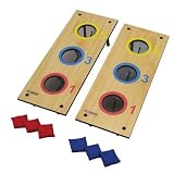Triumph #35-7071 is a 2 in 1 3 Hole Bag Toss and Washer Toss Game in Black and Natural Wood Color