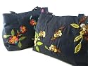 Bewitched Accessoires Large denim bag with floral embroidery