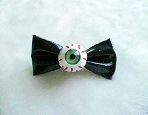 Ayouta 2pcs Eyeball Blood Eye Devil Bowknot Hair Clips Horror Cosplay Hairpins Bling Party Hair Clips Decor(black)