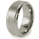 Ridged Edge Brushed & Polished Tungsten Carbide Ring (9.0mm) - Sizes 6 - 13