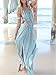 Choies Women's Blue Cut Away Open Waist Split Holiday Beach Maxi Sundress