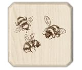 Three Bees Wood Mounted Rubber Stamp