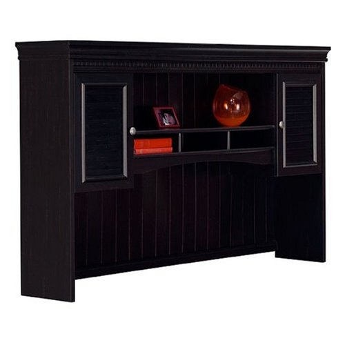 Hutch for L-shaped Desk in Antique Black and Hansen Cherry Finish By Bush Furniture