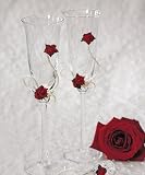 Flower of Love In Romantic Red Toasting Set - 2 flutes per package