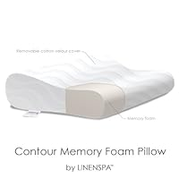 LinenSpa® Contour Memory Foam Molded Pillow with Luxurious Cotton Velour Washable Cover