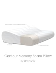 LinenSpa? Contour Memory Foam Molded Pillow with Luxurious Cotton Velour Washable Cover, Standard White