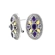 925 Silver & Amethyst Oval Filigree Earrings with 18k Gold Accents
