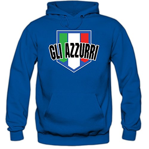 Italien EM 2016 #4 Kapuzenpullover | Fußball | Herren | Sqaudra Azzura | Gli Azzurri | Trikot | Nationalmannschaft, Farbe:Blau (Royalblue F421);Größe:M