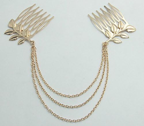 Popular Trendy Women Delicate Multilayer Chains Tassel Leaves Hair Combs Clip Hair Accessories