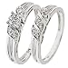 1/6 Carat T.W. Round Cut Diamond Engagement Ring and Women's Wedding Band Set 14K White Gold - Size 7