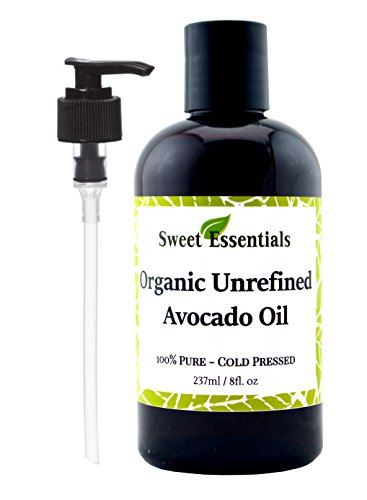 100% Pure Organic Cold-Pressed Unrefined Extra Virgin Avocado Oil - 8oz - FREE Pump included - Imported From Italy - Raw/ NON-GMO/ Green In Color