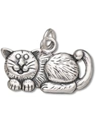 Genuine Raposa Elegance (TM) Smiling Cat Charm Pendant (13 x 22 mm). 100% Satisfaction Guaranteed.