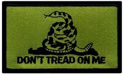 Gadsden Flag Green Embroidered Patch Don't Tread on Me Tea Party Iron-On American Military Subdued Emblem