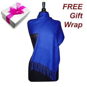 Buy 100% Pashmina Dark Blue Indigo Blue Shawl Wrap. Woman's Scarf. by Pashmina