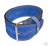 Leather Power Weight Lifting Belt- 4" Blue (Small)