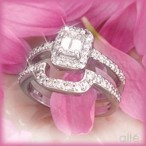 14K 1.20 CTW Emerald Cut Diamond Bridal Set