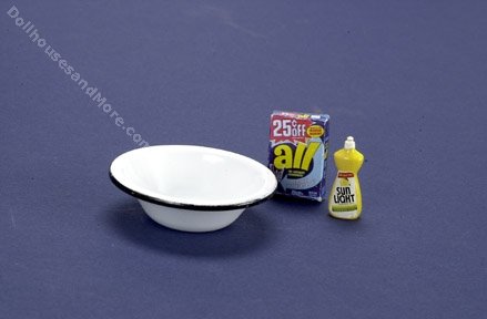 Dollhouse Miniature Dishwashing Set of 3