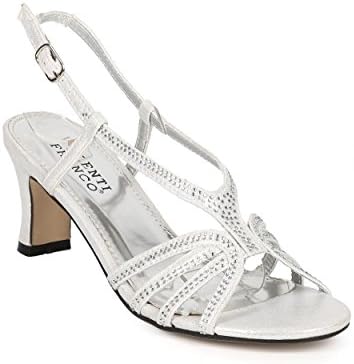 Valenti Franco CH56 Women Metallic Open Toe Rhinestone Strappy Low Heel Sandal - Silver (Size: 8.5)