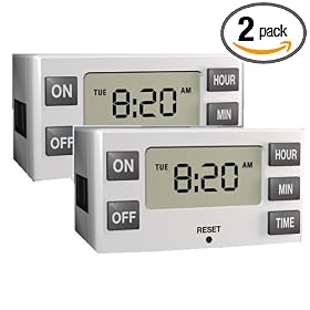 Stanley 38425 TimerMax Digislim Daily Digital Indoor Lamp Timer, White, 2-Pack