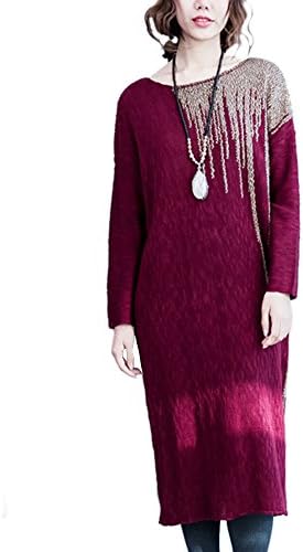 Voguestand Women's Linen Without Hood Kaftan Popular Floral Dress Red One Size