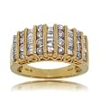 1CT Diamond Ring Crafted in Solid 14K Yellow Gold Channel Set Size 7