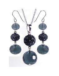 Nickel Free Sterling Silver Pendant & Earring Sets 5 Bead CZ Hanging Set