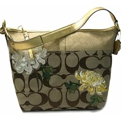 Coach Signature Stripe Floral Shoulder Bag 12200