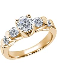 1.88 Ct Round H/I and G/H Diamond 18K Yellow Gold Ring