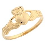10k Yellow Gold Celtic Claddagh Friendship And Love Ring
