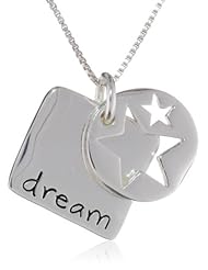 Sterling Silver "Dream Follow Your Dreams Trust Your Heart" Reversible Two-Piece Pendant Necklace with Stars, 18"