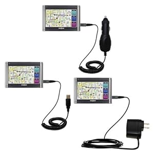 USB cable with Car and Wall Charger Deluxe Kit for the Insignia NS-CNV20 - uses Gomadic TipExchange Technology