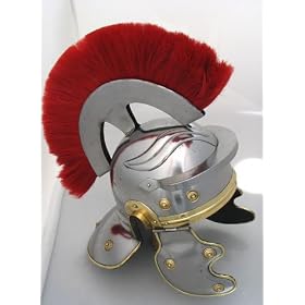 Plumed Roman Helmet with Brass Accents