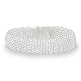 Bling Jewelry Designer Inspired Sterling Silver Mesh Bracelet 7.5"