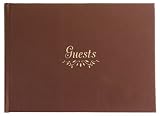 Leather Guest Book, Bordeaux, Hard Cover, Gold Edge Sheets, 10x8"