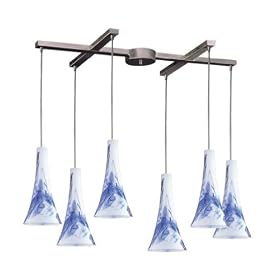 Tromba - 6 Light Kitchen Island Pendant Track Lighting Fixture - Brushed Nickel - Blue... by Elk