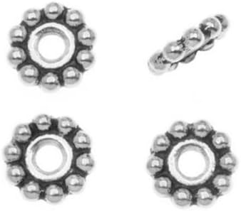 DUMAN Silver Plated Pewter Beaded Daisy Spacer Beads 8mm 100pcs