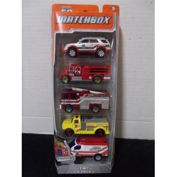 Matchbox 2013 EMT 5-Pack 2012 Ford Explorer Interceptor / International Pumper / Dennis Sabre Fire Engine / Highway Pumper / 