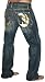 CHRISTIAN AUDIGIER Ed Hardy Mens Signature Gold C Logo Loose Fit Blue Denim Jeans Pants 34