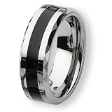 Tungsten Carbide Ring with Black Enamel (8.0 mm) - Sizes 7-13