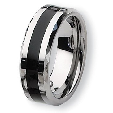 Tungsten Carbide Ring with Black Enamel (8.0 mm) - Sizes 7-13