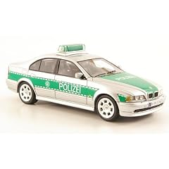 BMW 530i (E39) Polizei, silber/gr�n, 2002, Modellauto, Fertigmodell, Neo 1:43