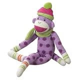 Parker - Genuine Monkeez 13 Inch Acrylic Yarn Sock Monkey - Lavender Polka Dot