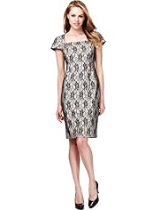 Drop a Dress Size Square Neck Floral Lace Bodycon Dress