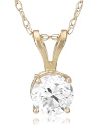 IGI Certified 14k Gold Round-Cut Diamond Solitaire Pendant (1 cttw, H-I Color, SI2-I1 Clarity)